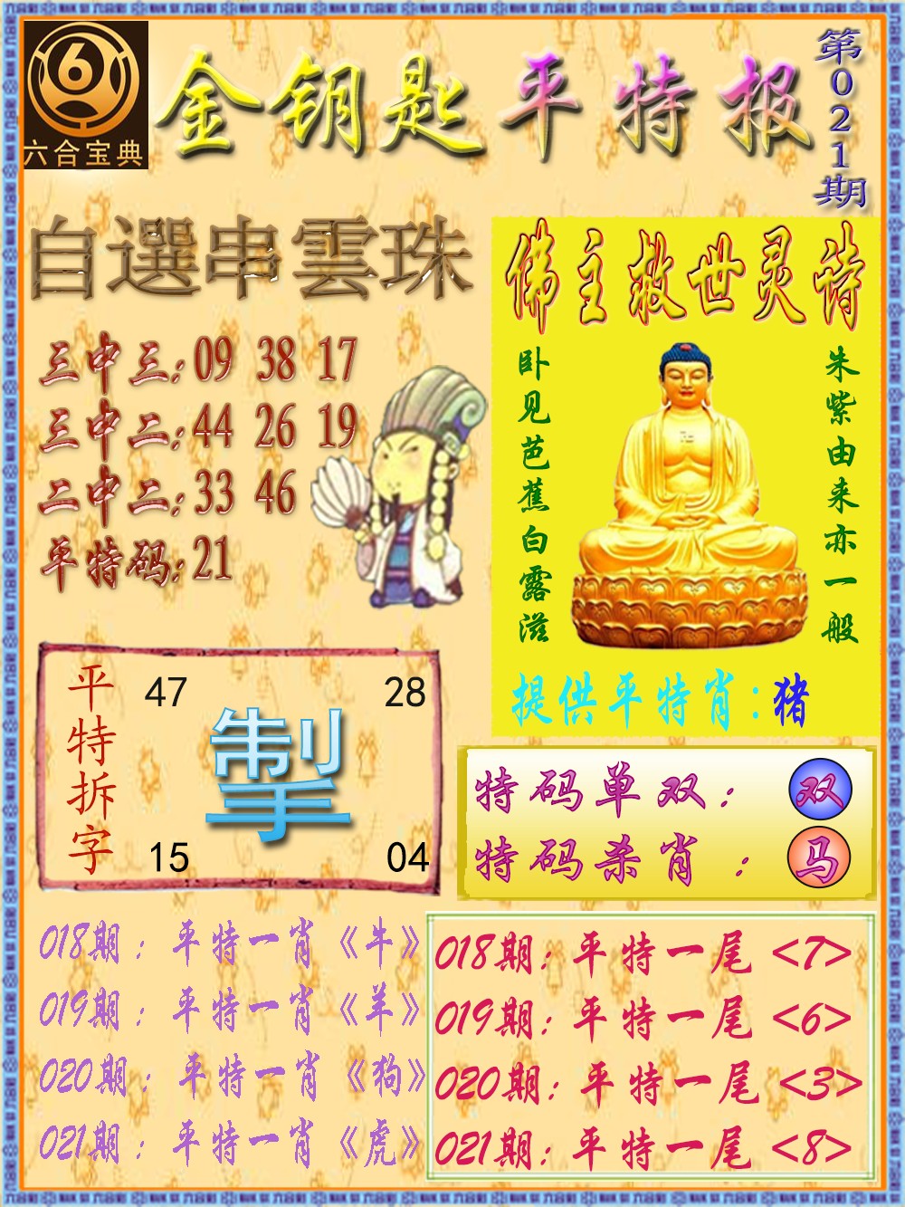 021期金钥匙平特报[图]