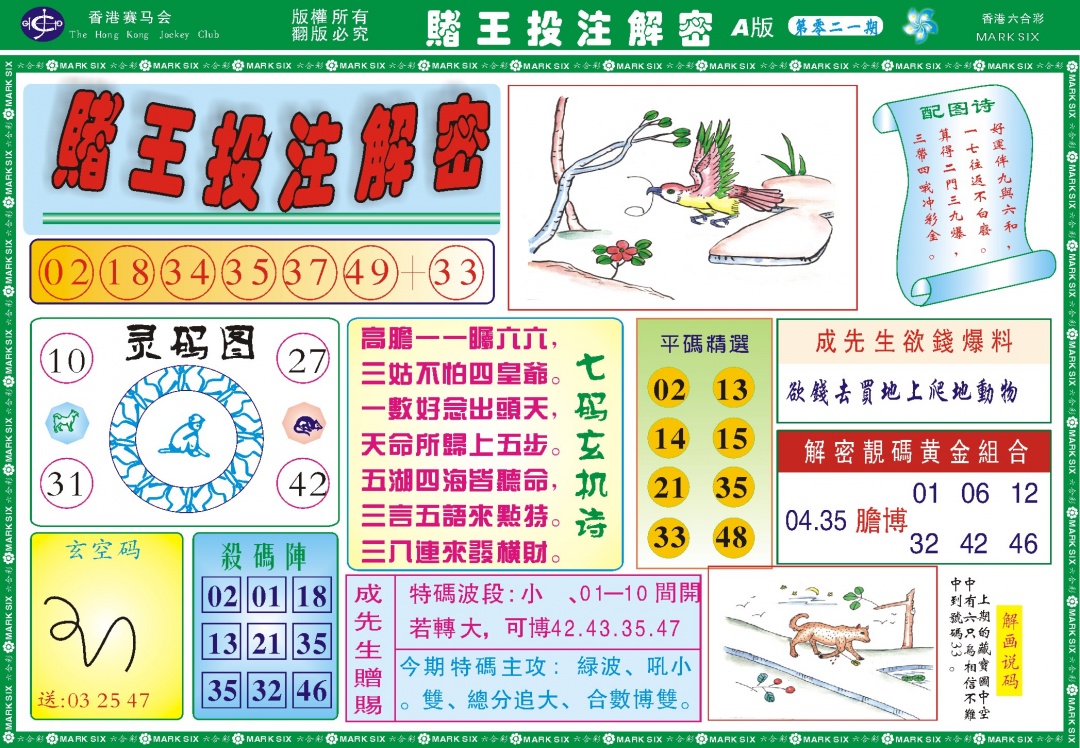 021期赌王投注解密记录[图]