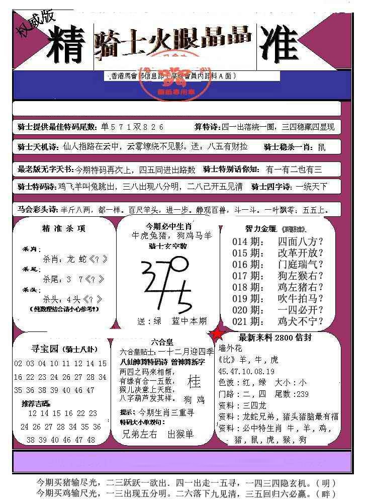 021期骑士火眼晶晶（正）[图]