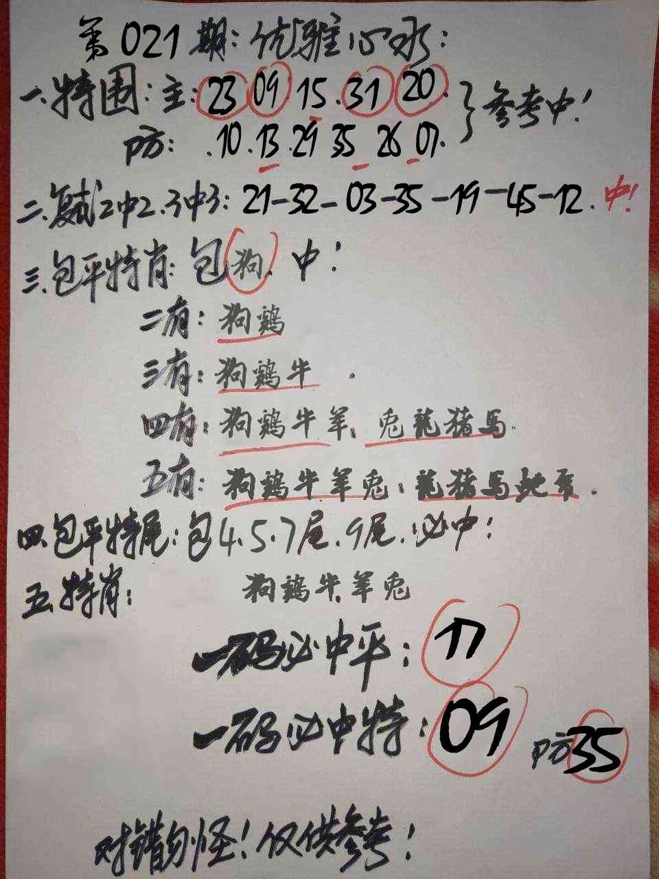 021期优雅心水[图]